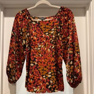 Liverpool Multicolor Leaf Print Blouse